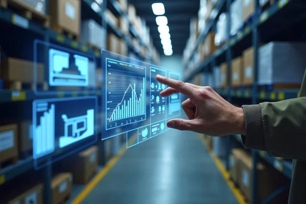 ERP system dashboard showing logistics and supply chain analytics